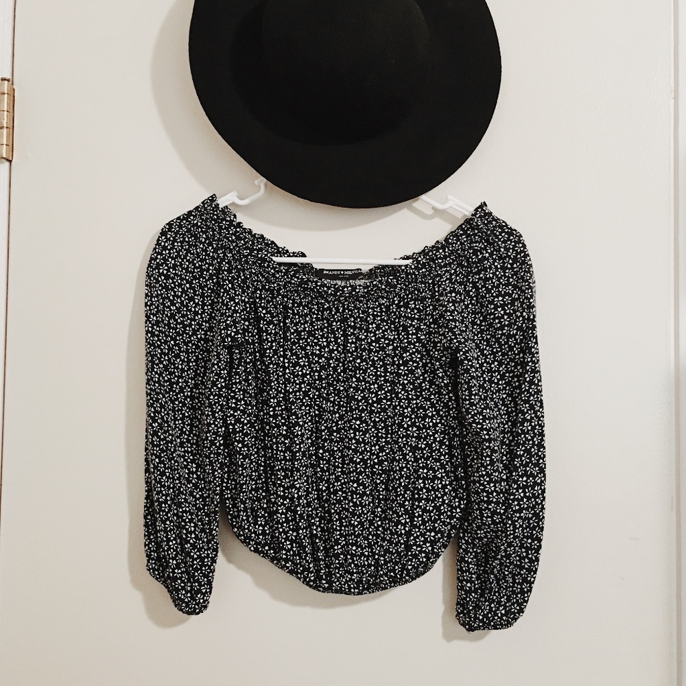 Brandy Melville Off-Shoulder Floral Crop Top